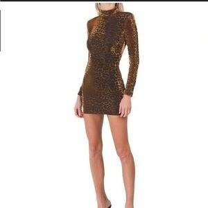 Dress the Population Animal Print Long Sleeve Dress
